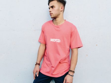 MIDFLD Brush Logo T-Shirt - Coral Supply