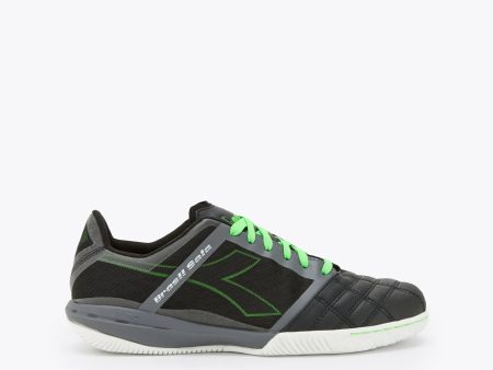 Diadora Brazil Sala ID Indoor Soccer Shoe - Black Green Fluo Cheap