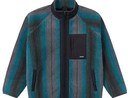 Only NY Radiant Stripe Fleece Jacket - Teal Multi Sale