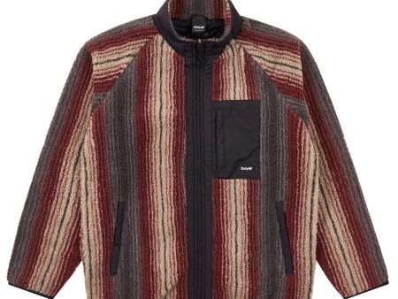 Only NY Radiant Stripe Fleece Jacket - Maroon Multi Online Hot Sale