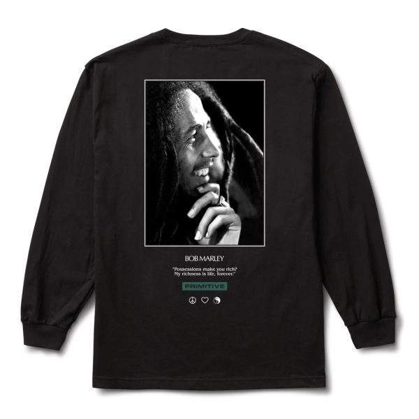 Primitive x Bob Marley Life Forever L S Tee - Black on Sale